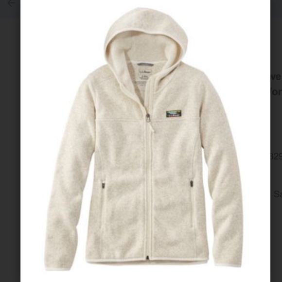 L.L. Bean's Sweater Fleece Full-Zip Hoodie in Cream - Women's Petite Small - Picture 10 of 10